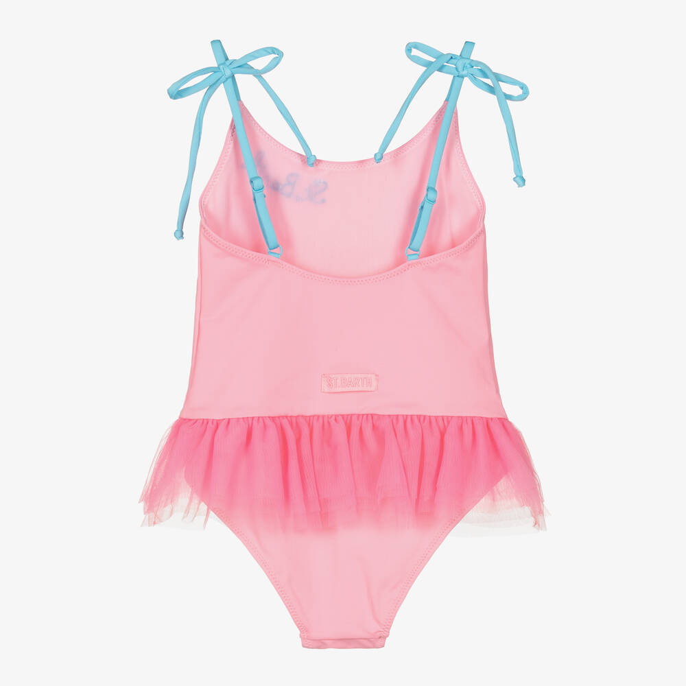 MC2 Saint Barth Girls Pink Blue Glitter Heart Swimsuit