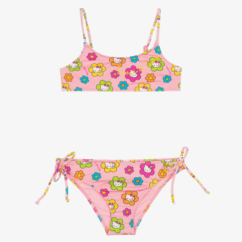 MC2 Saint Barth - Girls Pink Floral Hello Kitty Bikini | Childrensalon