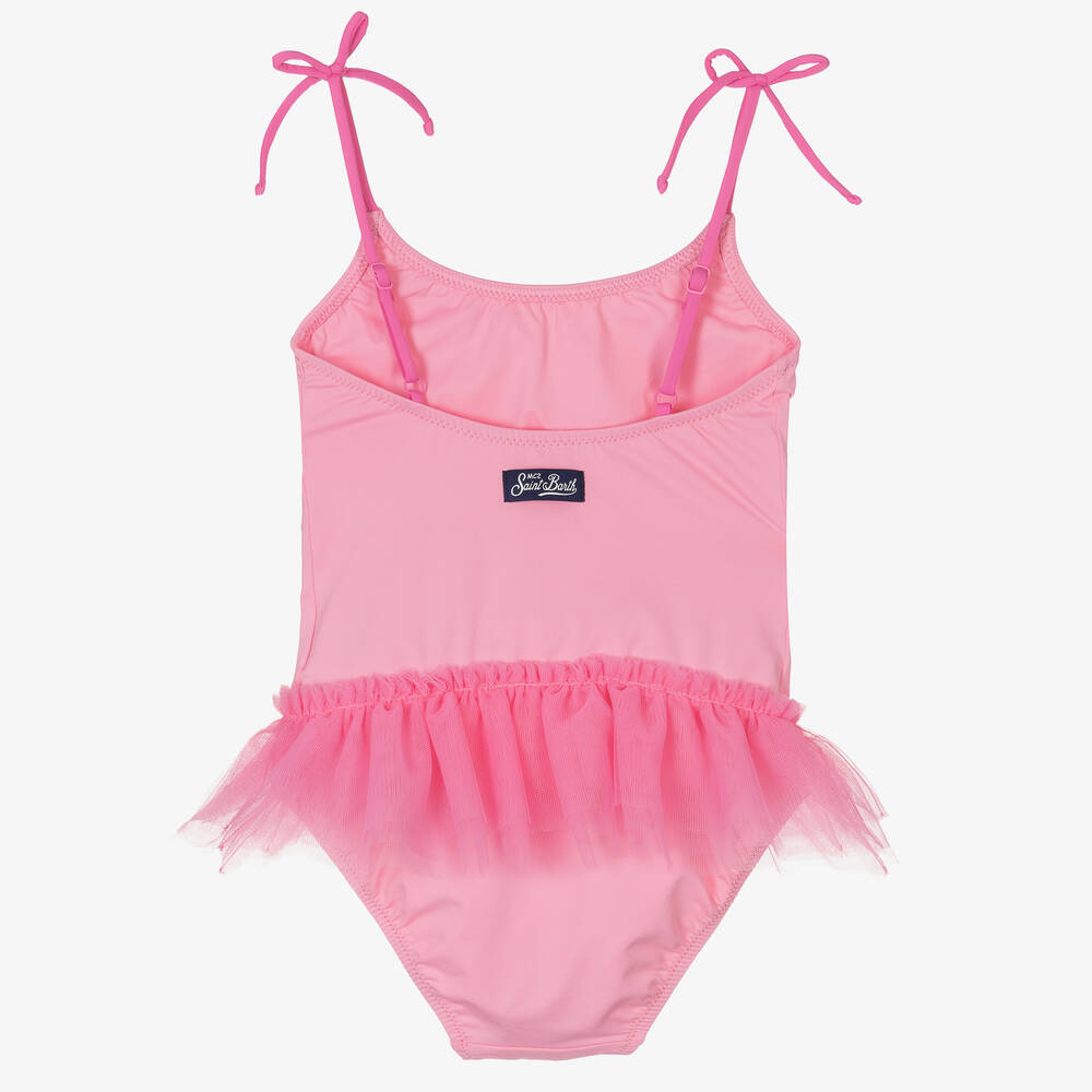 MC2 Saint Barth-Girls Pink Glitter Hearts Swimsuit | Childrensalon Outlet