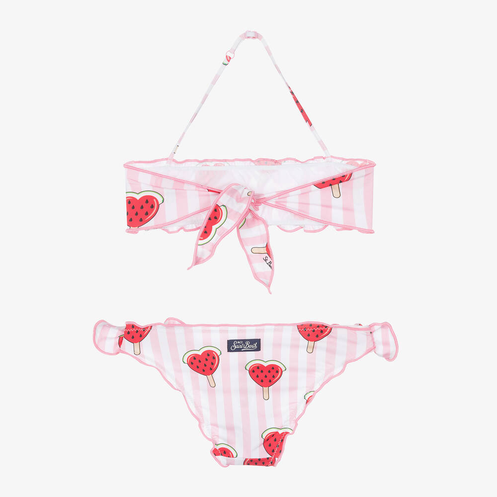 MC2 Saint Barth-Girls Pink Striped Watermelon Bikini | Childrensalon Outlet
