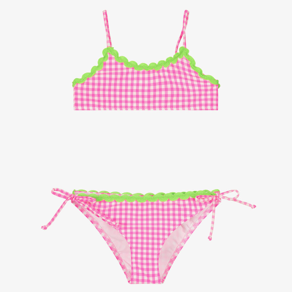 MC2 Saint Barth - Bikini rose et blanc vichy fille | Childrensalon