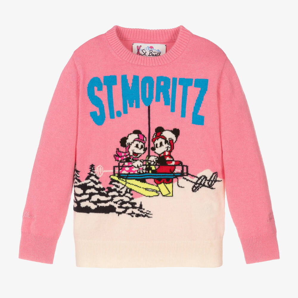 MC2 Saint Barth - Girls Pink Wool Disney Sweater | Childrensalon