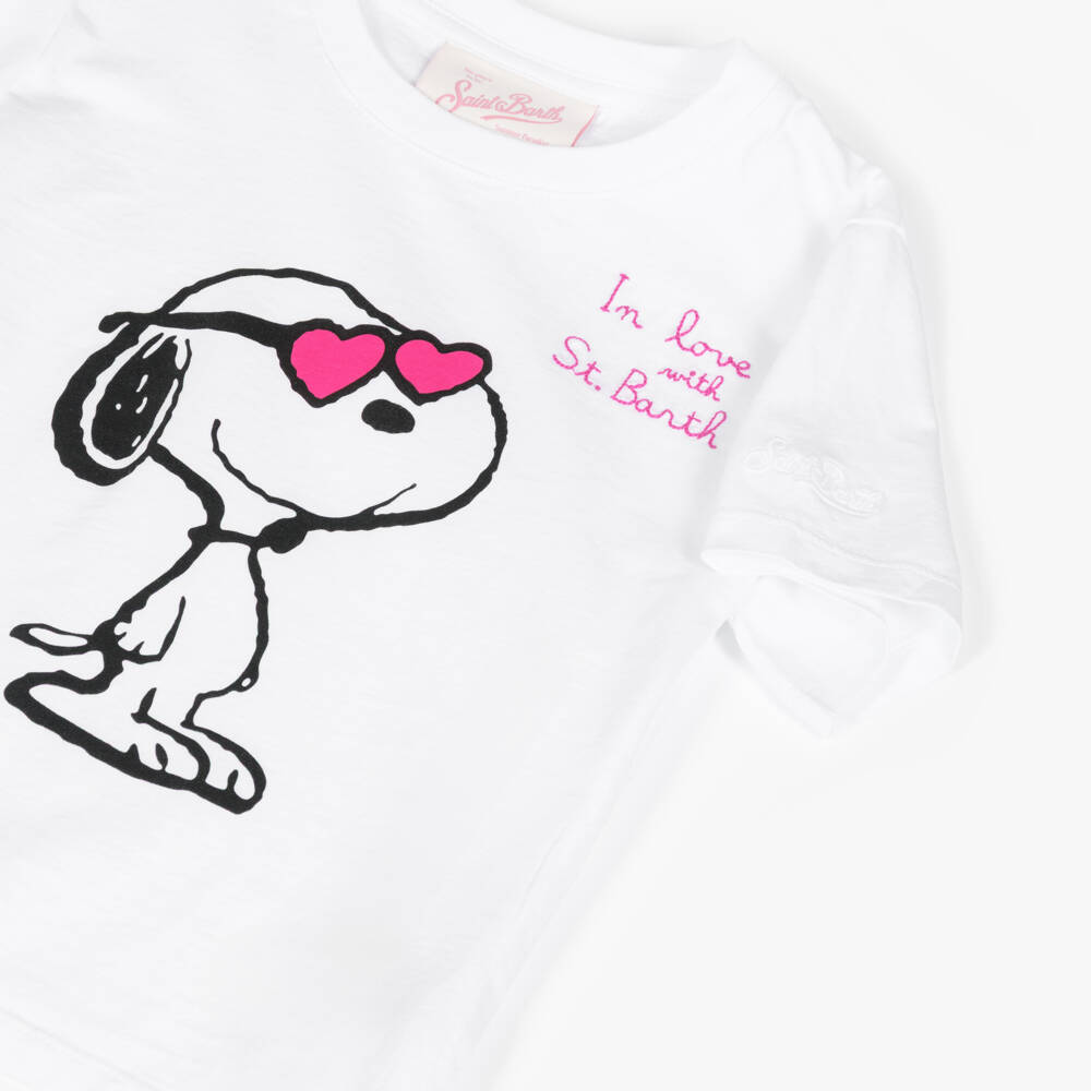 MC2 Saint Barth-Футболка из хлопка с Снупи для девочек белая | Childrensalon Outlet