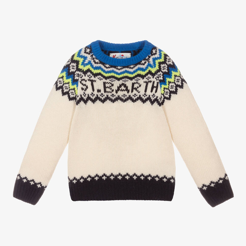 MC2 Saint Barth - Ivory Knitted Fair Isle Jumper | Childrensalon