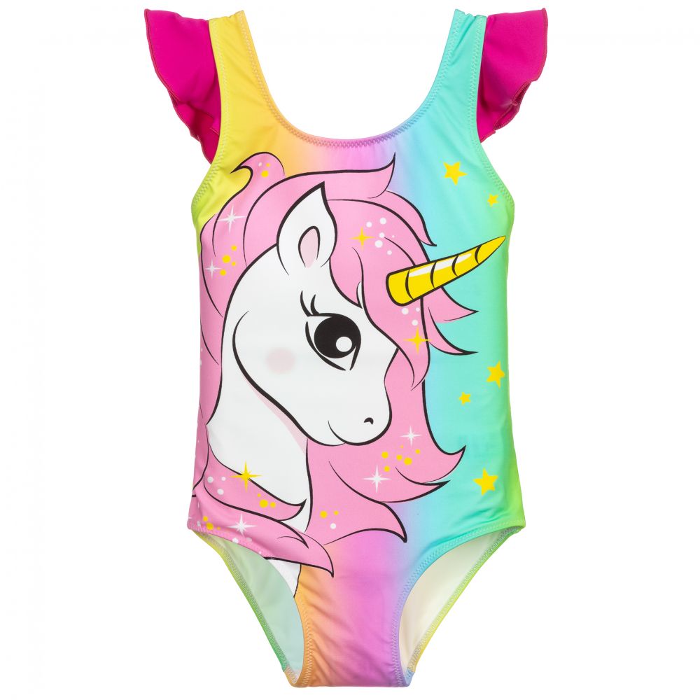 MC2 Saint Barth - Regenbogen-Badeanzug mit Einhorn | Childrensalon