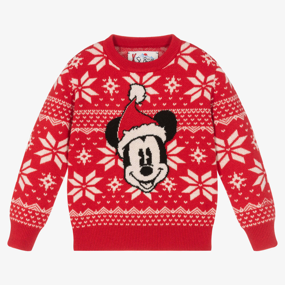 MC2 Saint Barth - Red Knitted Mickey Mouse Jumper | Childrensalon