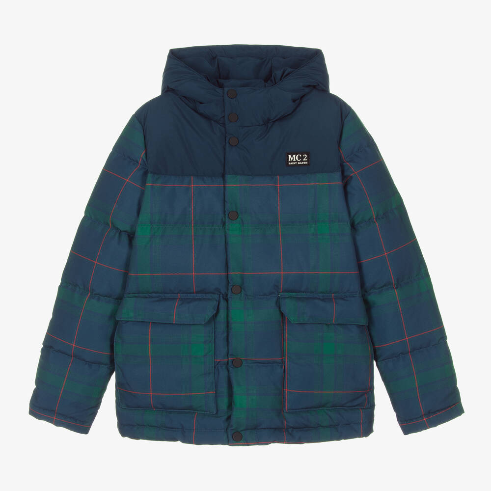 MC2 Saint Barth-Teen Boys Blue & Green Down Puffer Jacket | Childrensalon Outlet