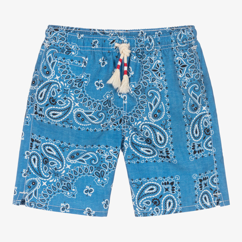 MC2 Saint Barth-Голубые плавки-шорты с принтом пейсли | Childrensalon Outlet
