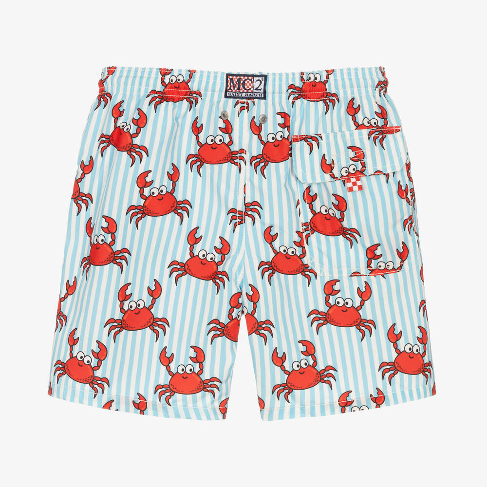 MC2 Saint Barth-شورت سباحة تينز ولادي لون أزرق وأحمر | Childrensalon Outlet