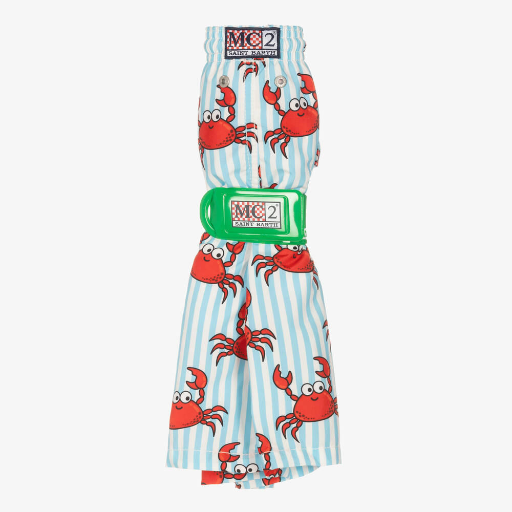 MC2 Saint Barth-شورت سباحة تينز ولادي لون أزرق وأحمر | Childrensalon Outlet