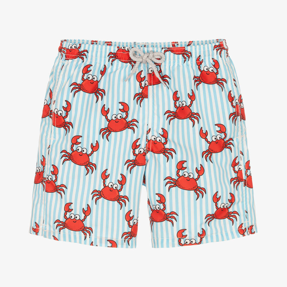 MC2 Saint Barth - Short de bain bleu et rouge crabes | Childrensalon