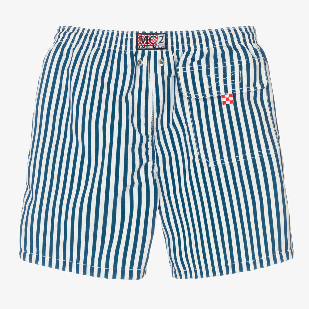 MC2 Saint Barth Teen Boys Blue Striped Swim Shorts