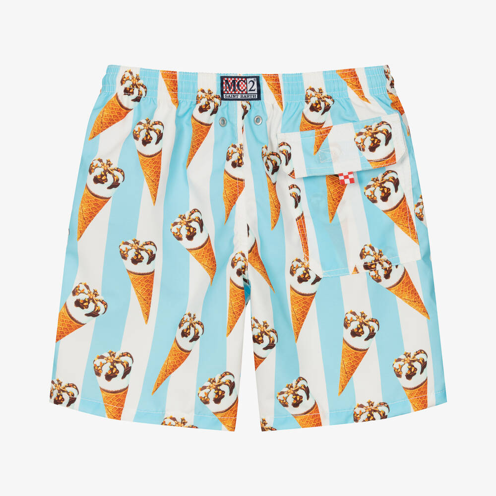 MC2 Saint Barth Teen Boys Blue White Ice Cream Swim Shorts