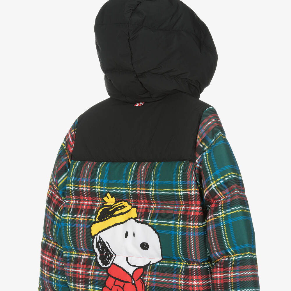 MC2 Saint Barth-Teen Boys Green Tartan Peanuts Puffer Jacket | Childrensalon Outlet