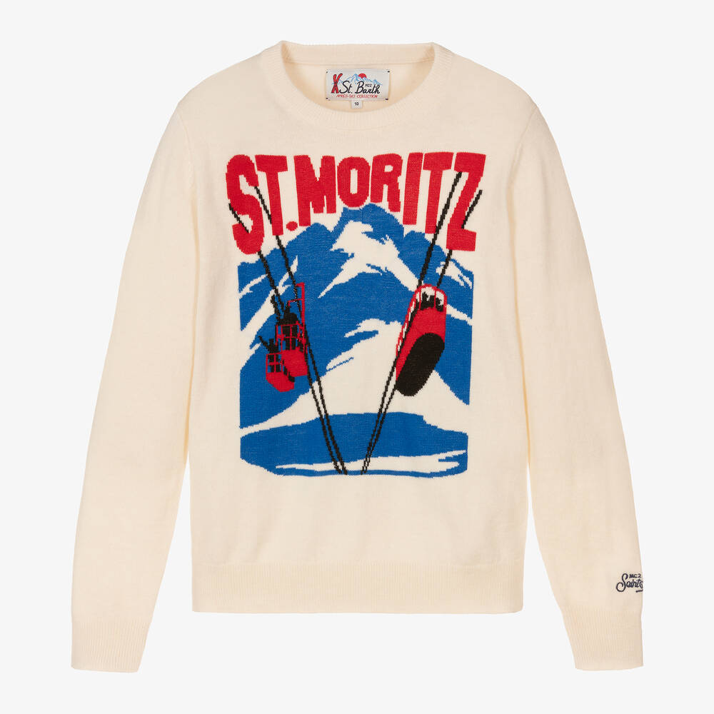 MC2 Saint Barth - Teen Boys Ivory Wool Sweater | Childrensalon