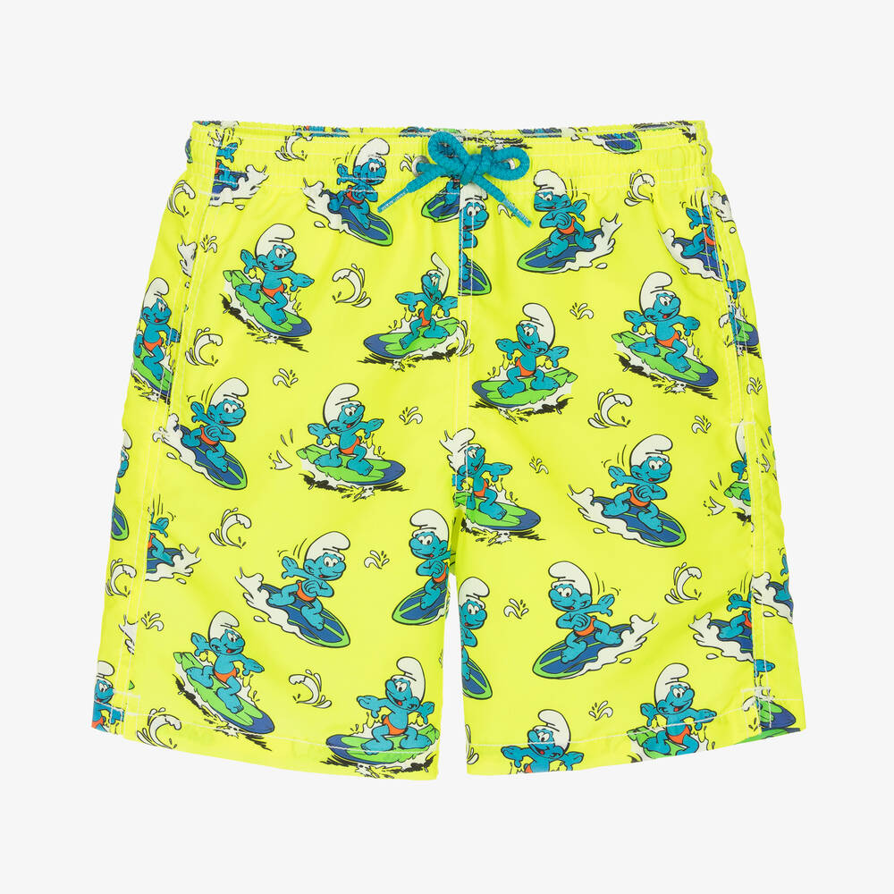 MC2 Saint Barth - Short de bain jaune fluo Schtroumpf | Childrensalon