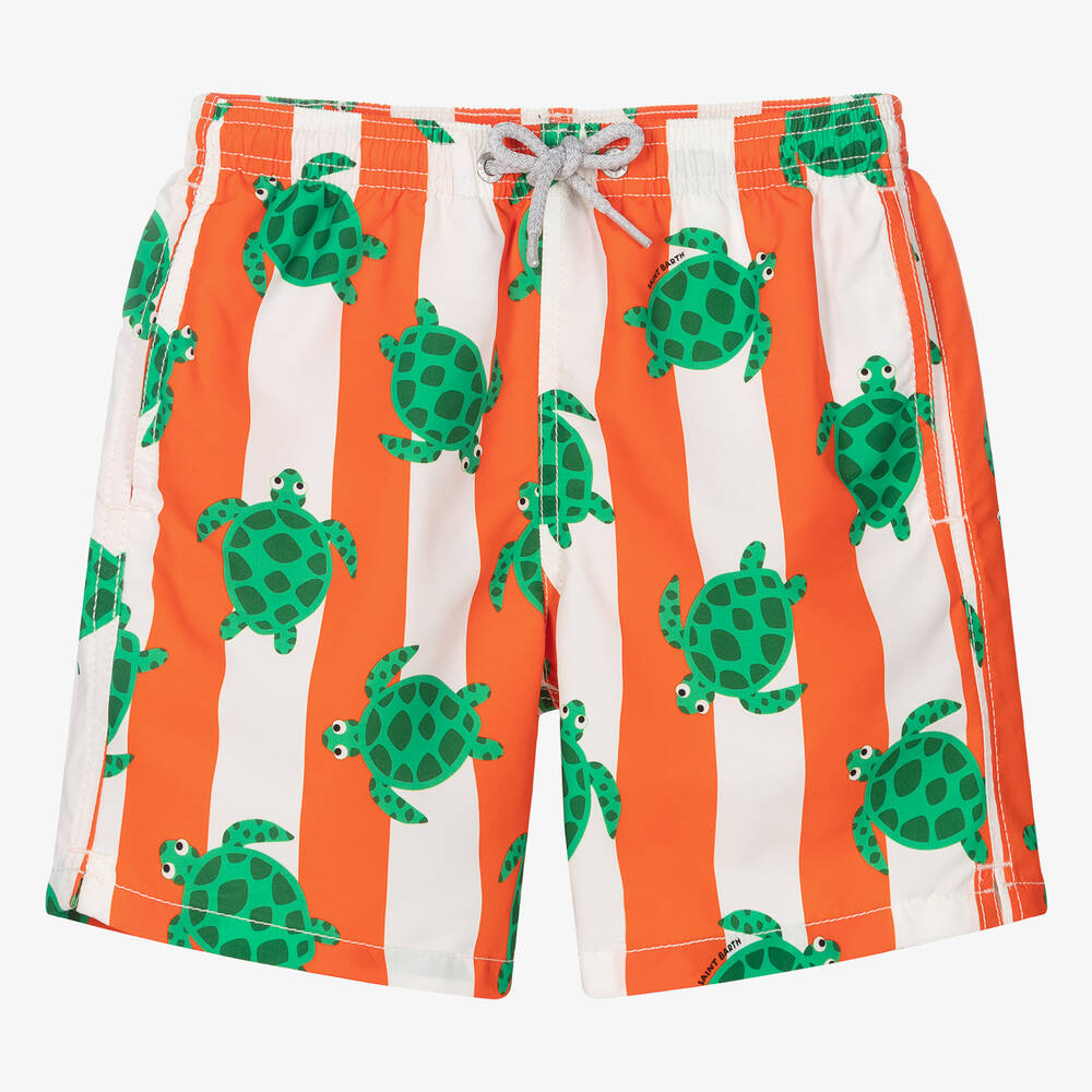 MC2 Saint Barth-Teen Boys Orange Turtle Print Swim Shorts | Childrensalon Outlet