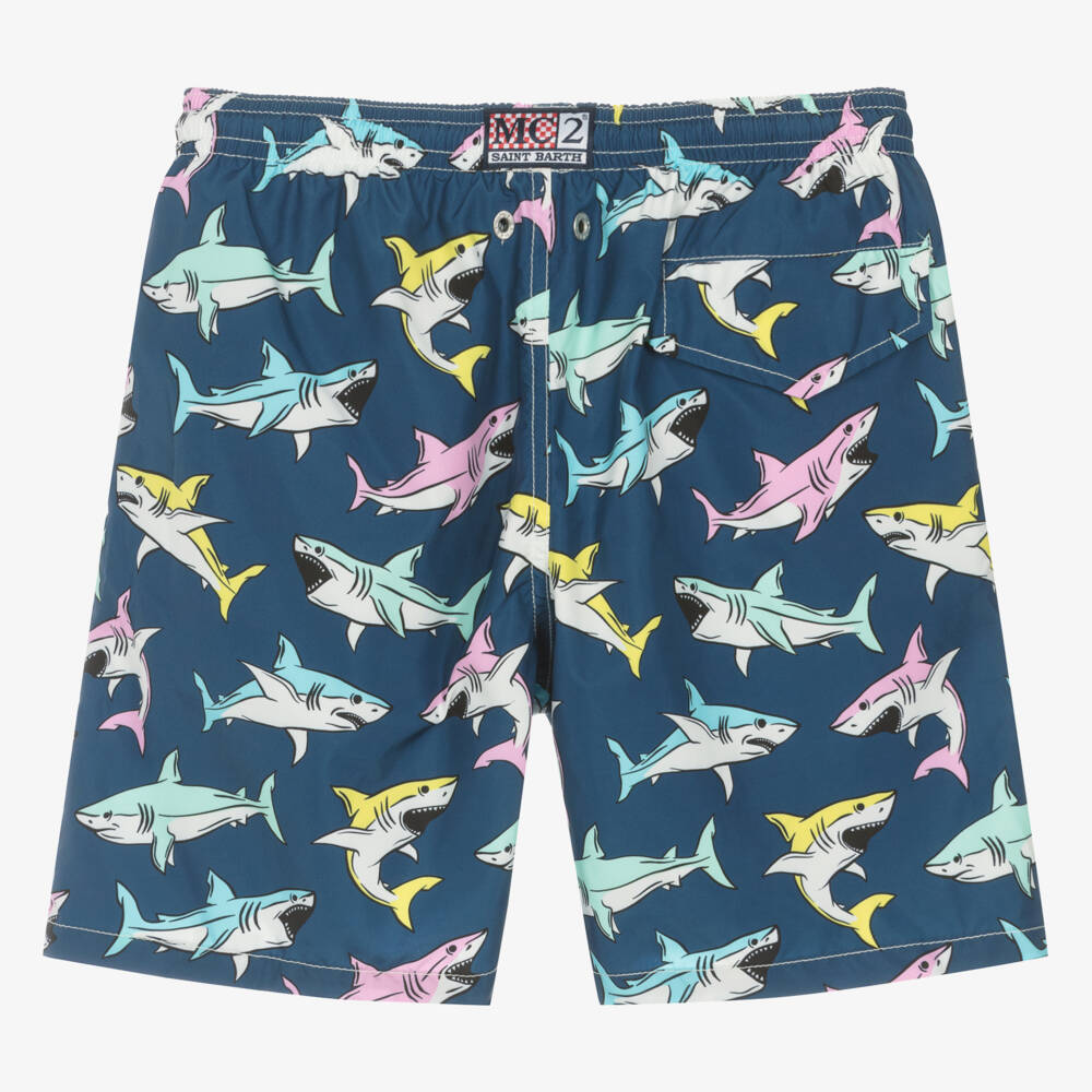 MC2 Saint Barth-Teen Boys Shark Pattern Swim Trunks | Childrensalon Outlet
