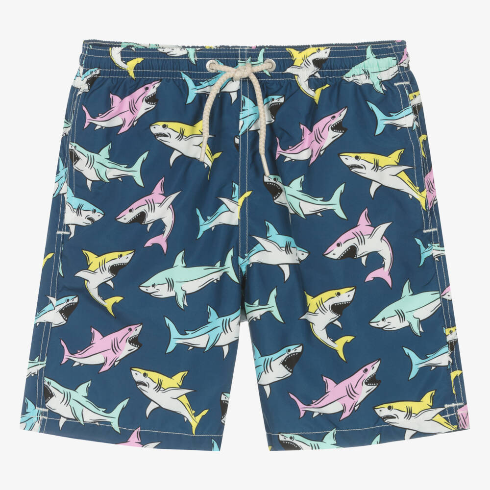MC2 Saint Barth-Teen Boys Shark Pattern Swim Trunks | Childrensalon Outlet