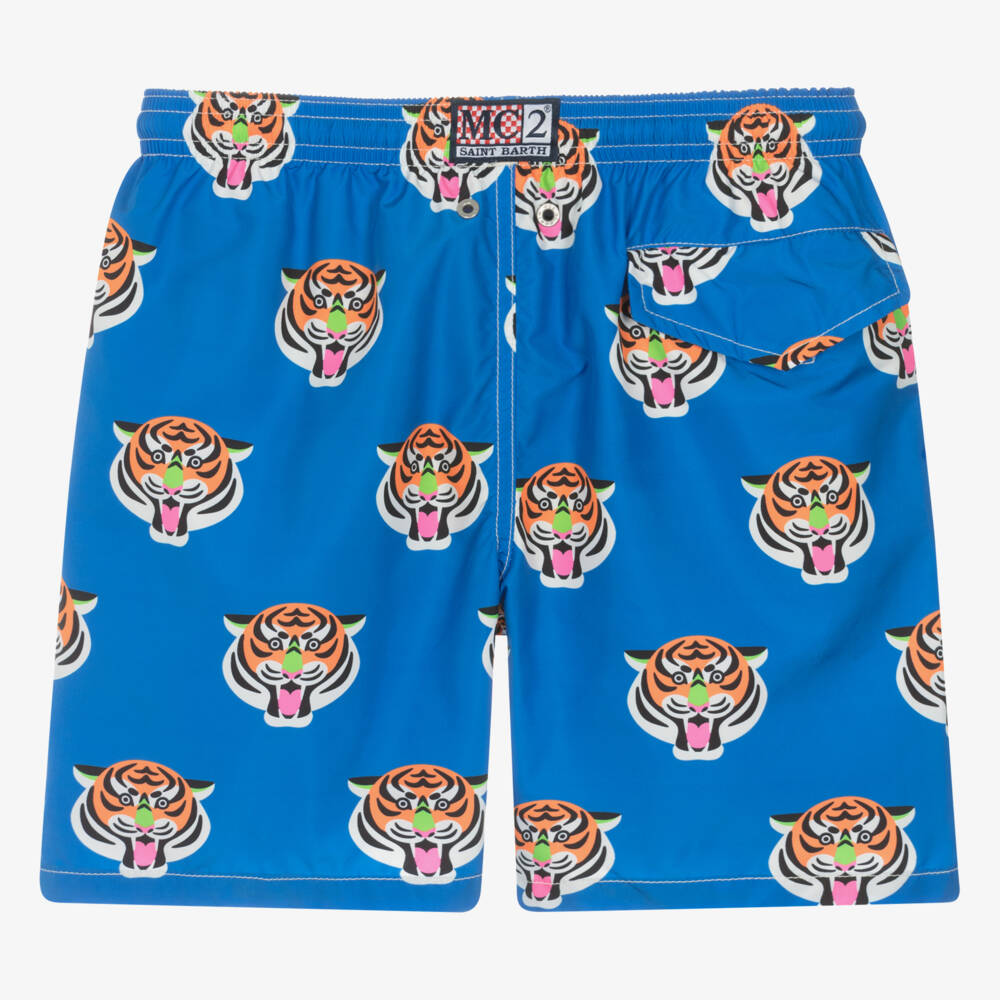 MC2 Saint Barth-Teen Boys Vibrant Tiger Swim Trunks | Childrensalon Outlet