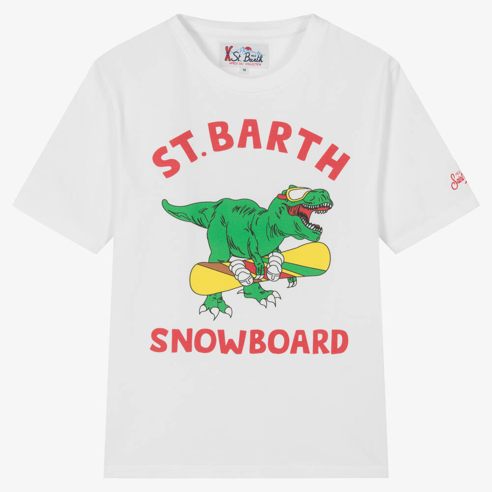 MC2 Saint Barth - Teen Boys White Cotton Dinosaur T-Shirt | Childrensalon