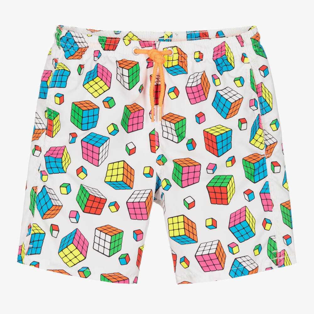 MC2 Saint Barth - Weiße Teen Zauberwürfel-Badeshorts | Childrensalon