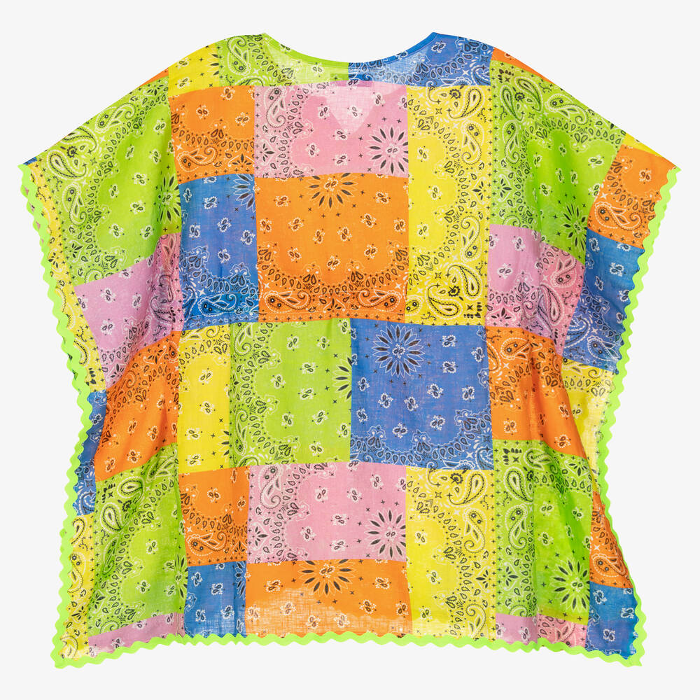 MC2 Saint Barth-قفطان تينز بناتي كتان بطبعة ملونة | Childrensalon Outlet