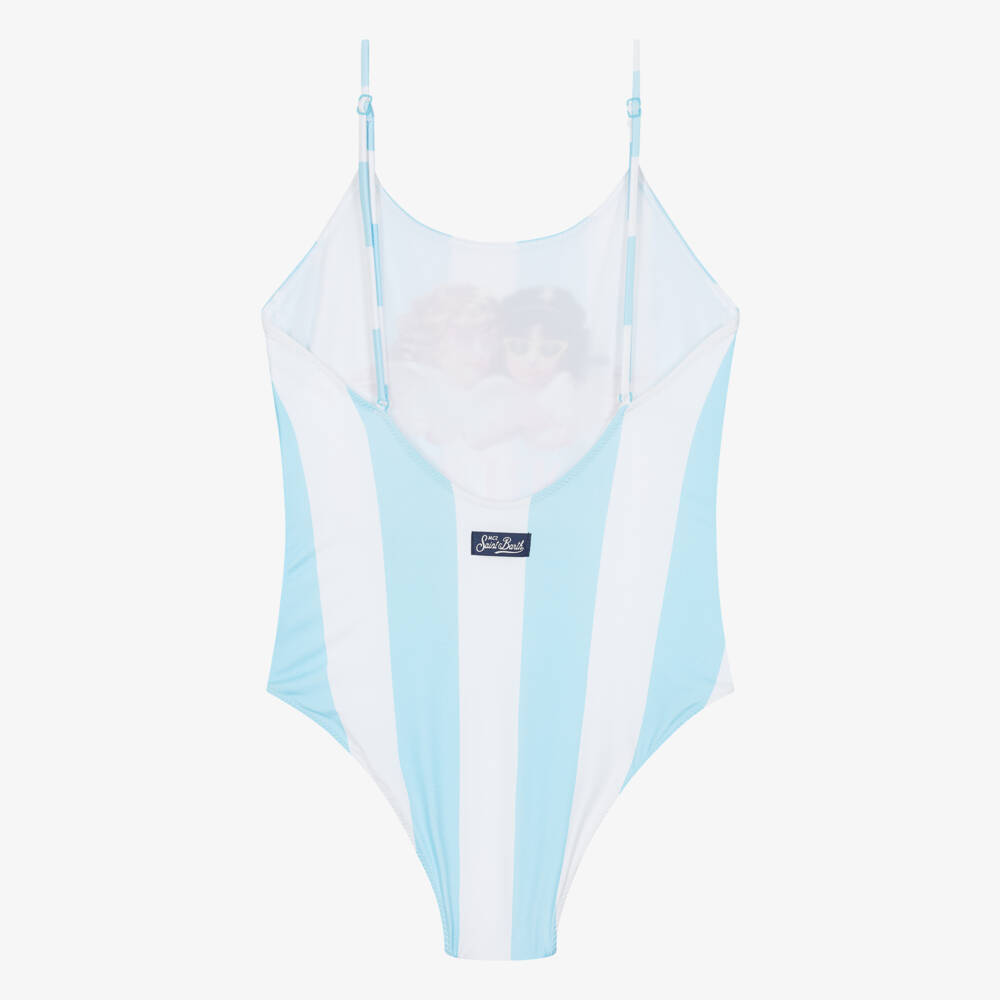 MC2 Saint Barth-Teen Girls Striped Blue Swimsuit | Childrensalon Outlet