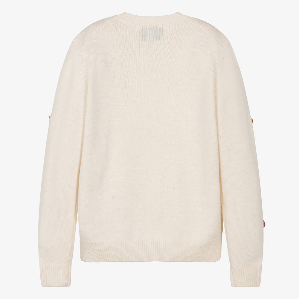 MC2 Saint Barth-بلوفر مزيج صوف محبوك لون عاجي | Childrensalon Outlet