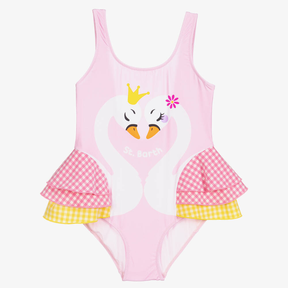 MC2 Saint Barth-Розовый купальник с лебедями для подростков | Childrensalon Outlet