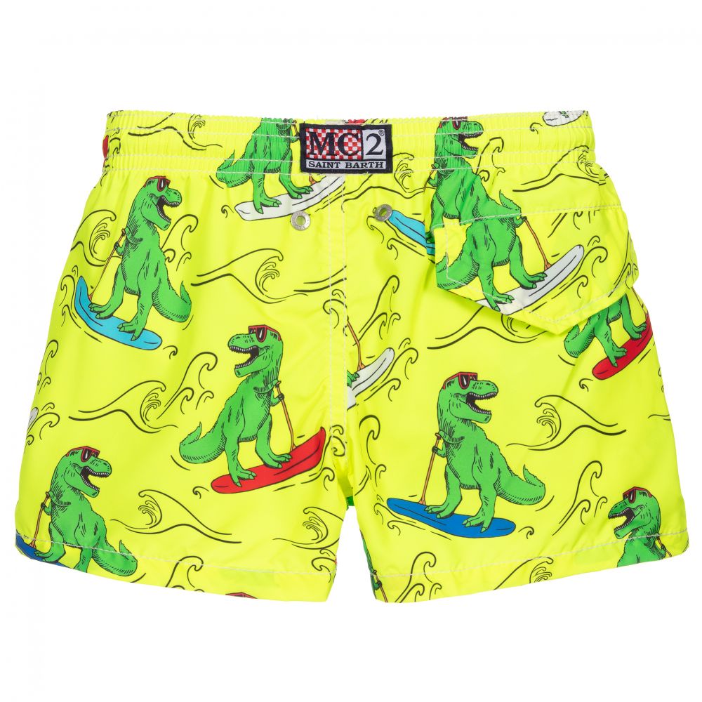 MC2 Saint Barth - Yellow Dinosaur Swim Shorts | Childrensalon Outlet