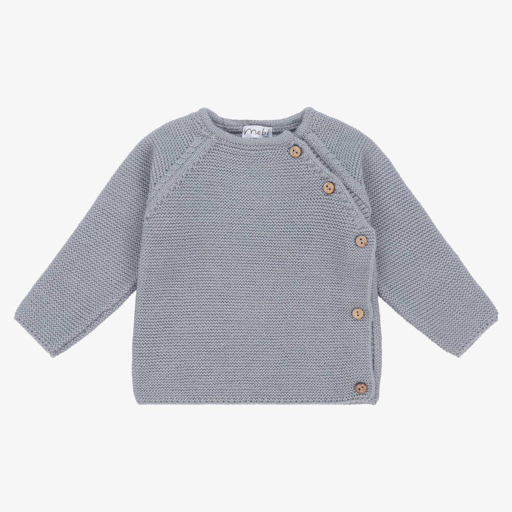 Mebi - Baby Boys Blue Knitted Jumper | Childrensalon