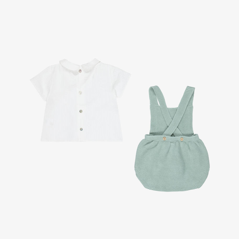 Mebi-Baby Boys Light Green Knitted Shortie Set | Childrensalon Outlet