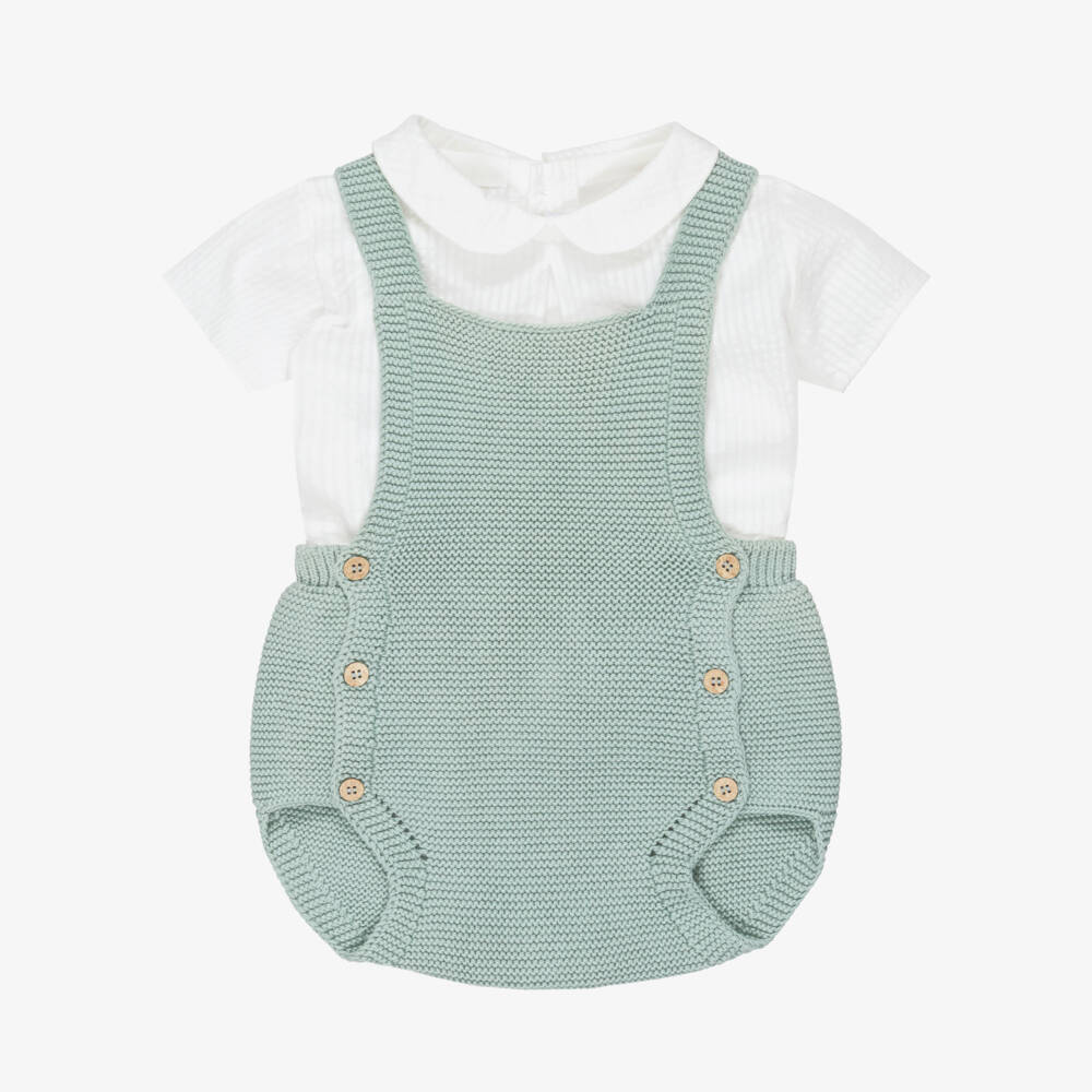 Mebi-Baby Boys Light Green Knitted Shortie Set | Childrensalon Outlet