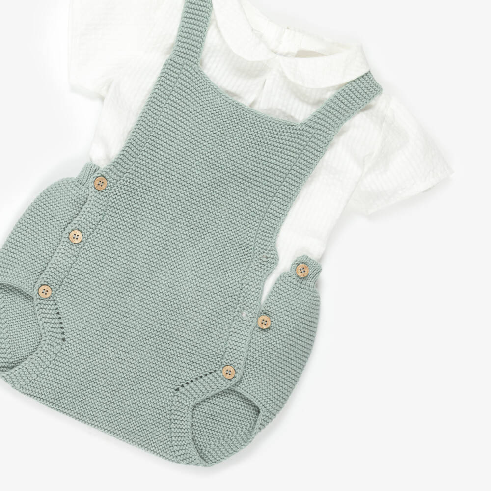 Mebi-Baby Boys Light Green Knitted Shortie Set | Childrensalon Outlet