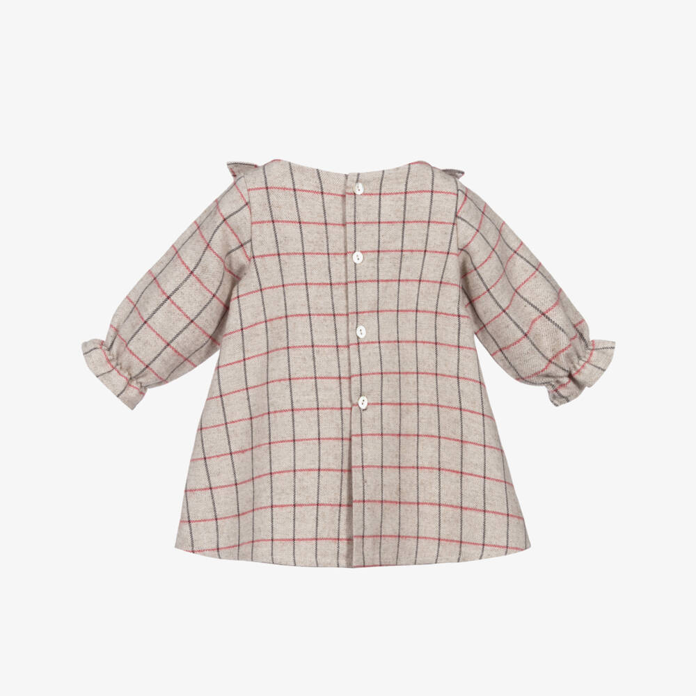 Mebi-Baby Girls Beige Check Dress | Childrensalon Outlet