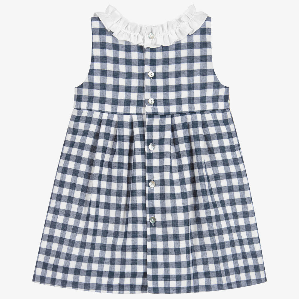 Mebi-Baby Girls Blue Check Dress | Childrensalon Outlet