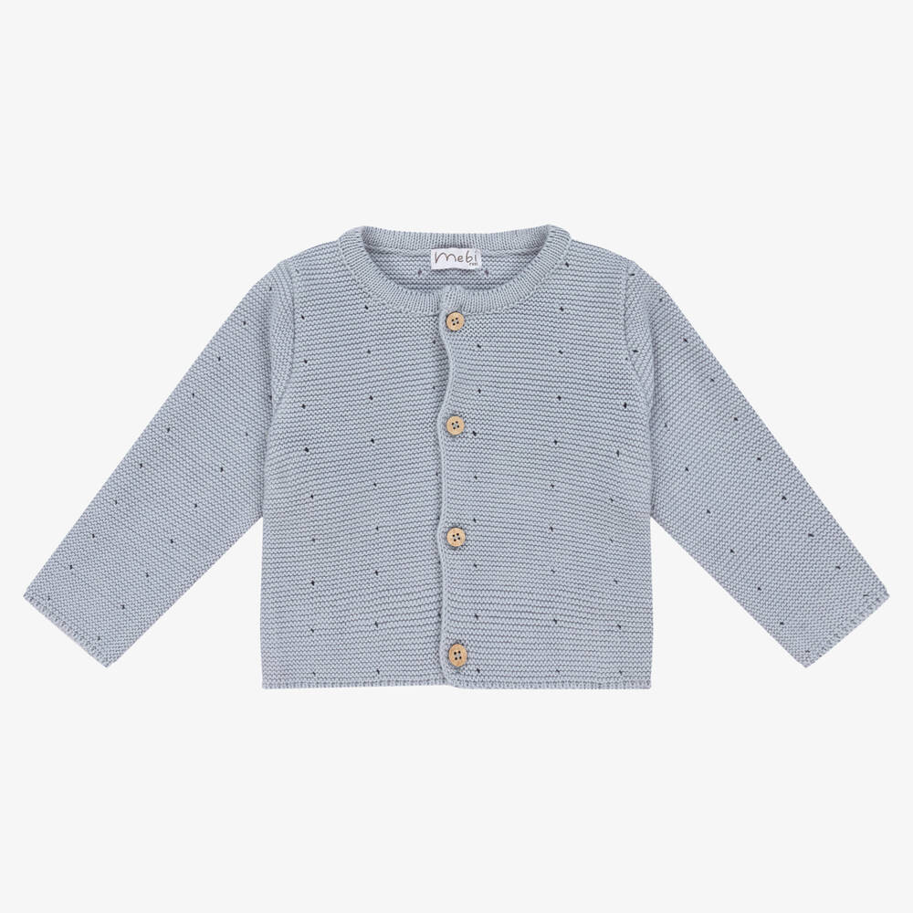 Baby Girls Blue Cotton Knit Cardigan