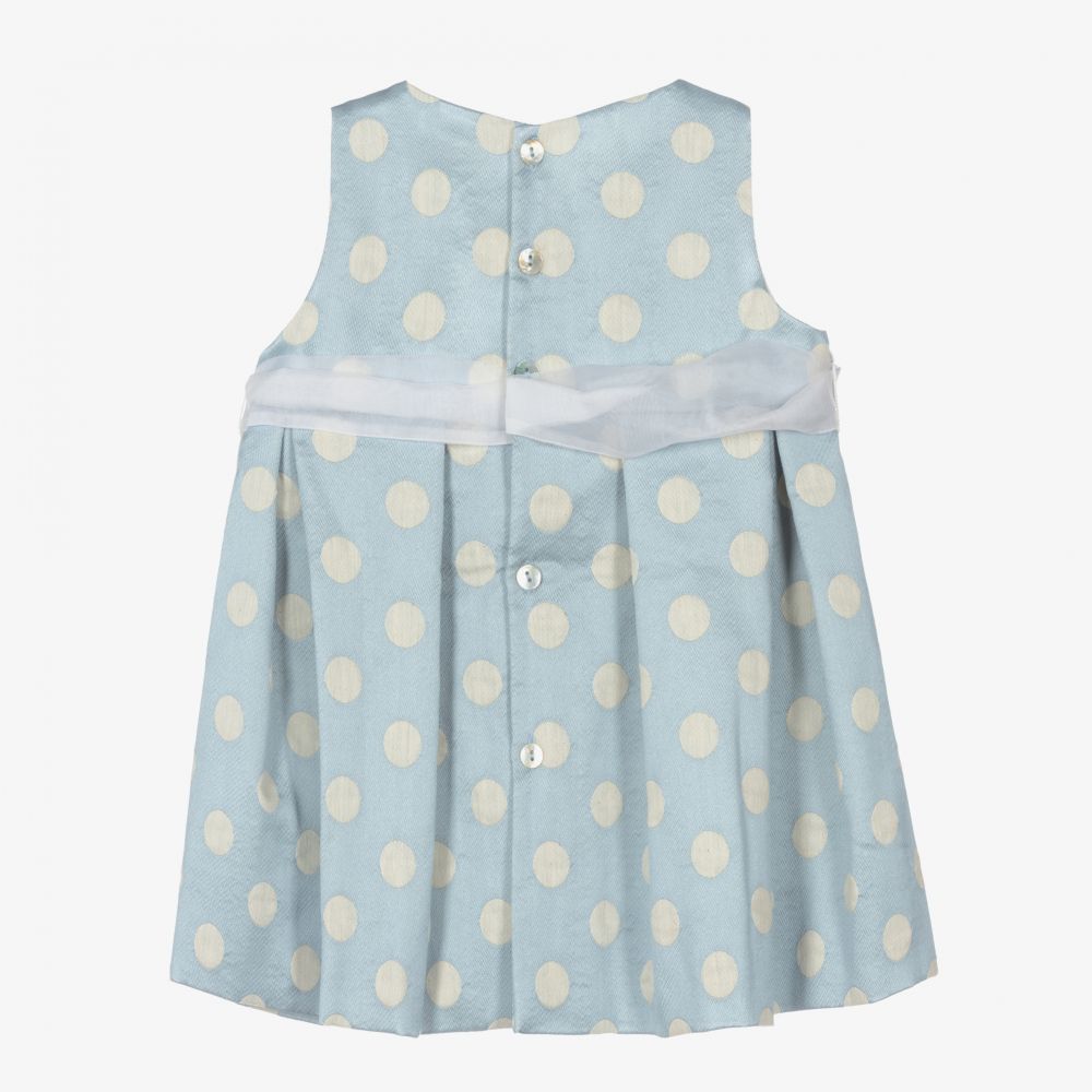 Mebi-Baby Girls Blue Jacquard Dress | Childrensalon Outlet