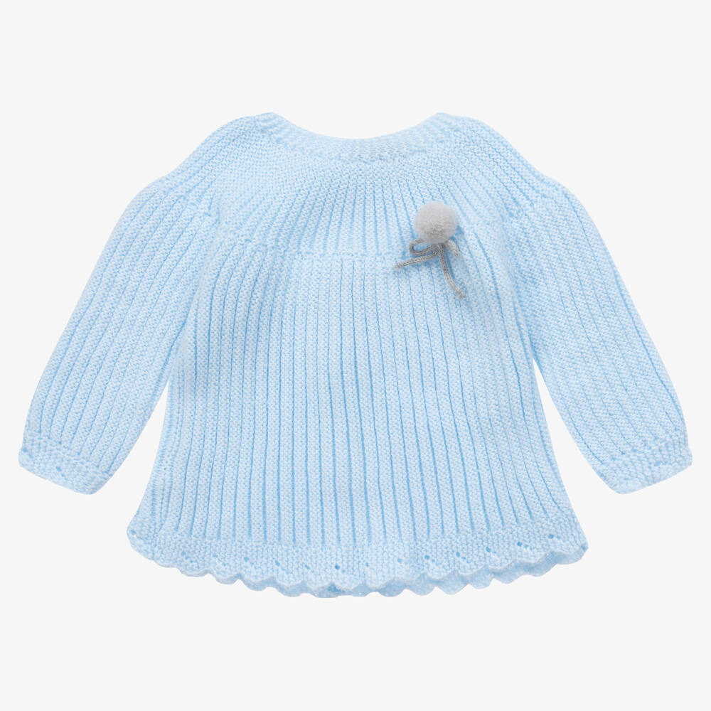 Mebi Baby Girls Blue Knitted Sweater Childrensalon Outlet
