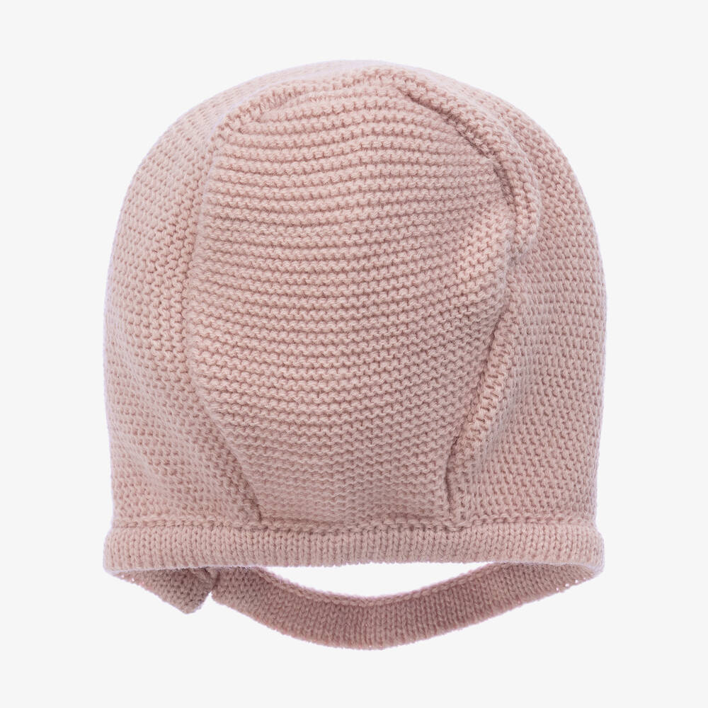 Mebi-Baby Girls Dusky Pink Knitted Bonnet | Childrensalon Outlet