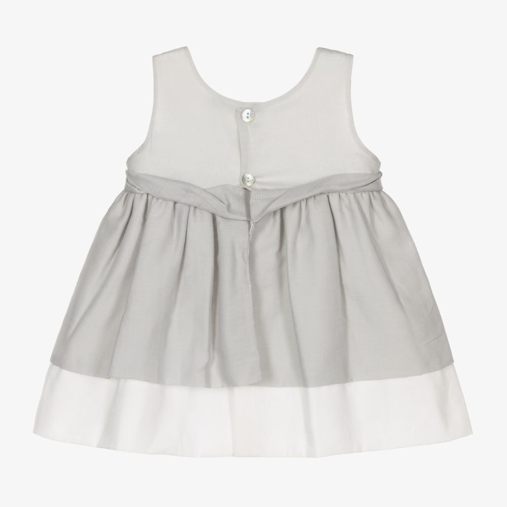 Mebi-Baby Girls Grey Cotton Dress | Childrensalon Outlet