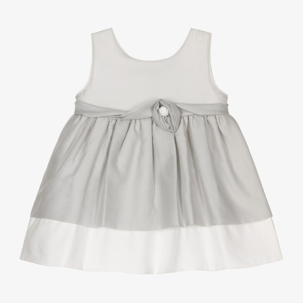 Mebi - Baby Girls Grey Cotton Dress | Childrensalon