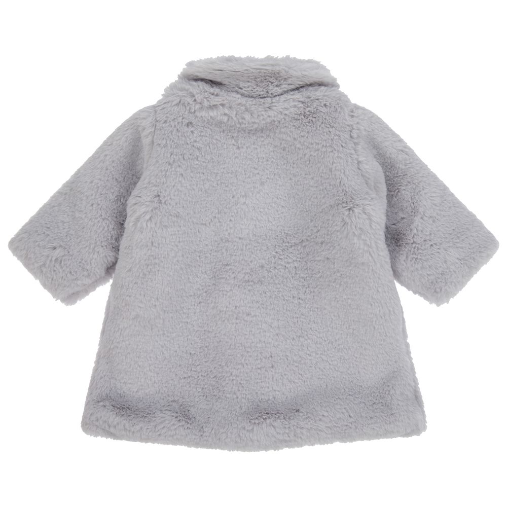Mebi Baby Girls Grey Faux Fur Coat Childrensalon Outlet