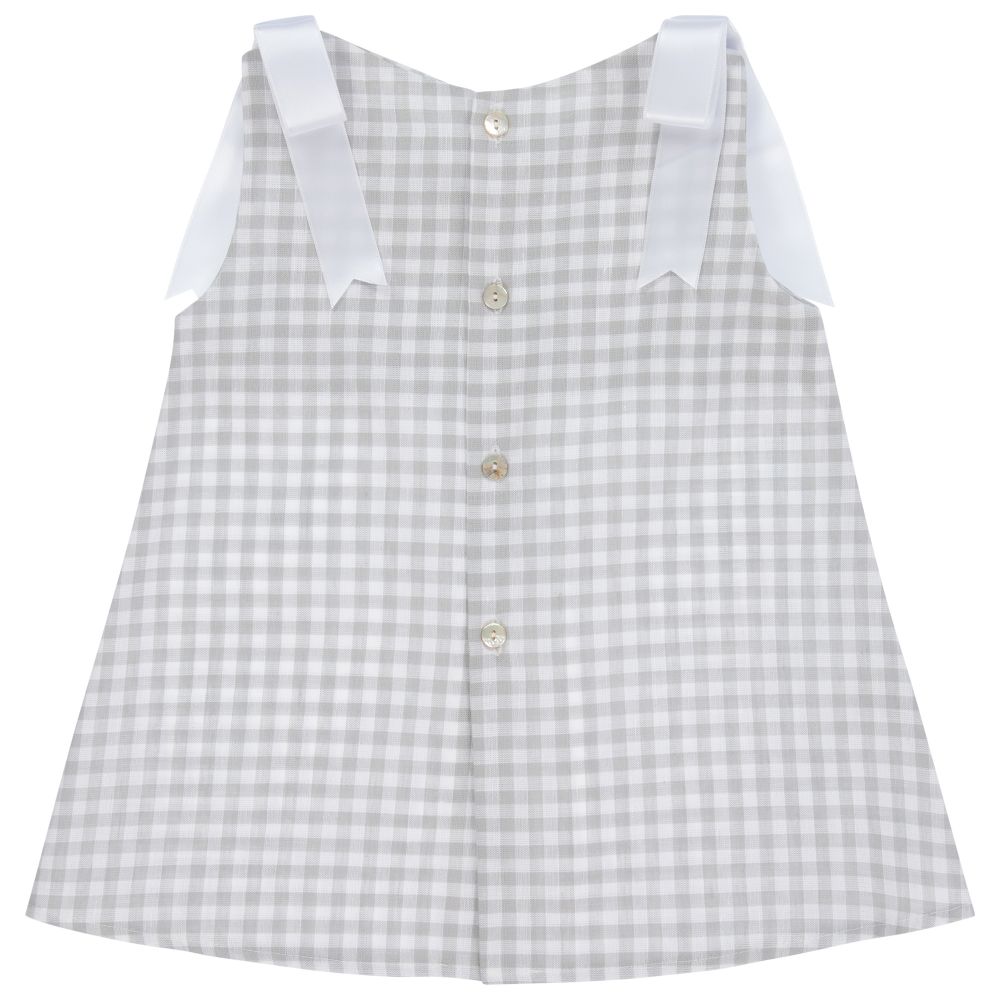 Mebi Baby Girls Grey Linen Dress Childrensalon Outlet