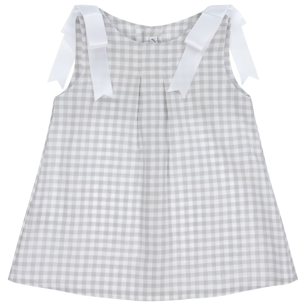 Mebi Baby Girls Grey Linen Dress Childrensalon Outlet