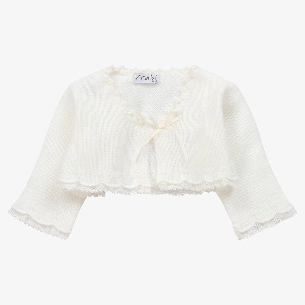 Mebi - Baby Girls Ivory Knitted Bolero | Childrensalon