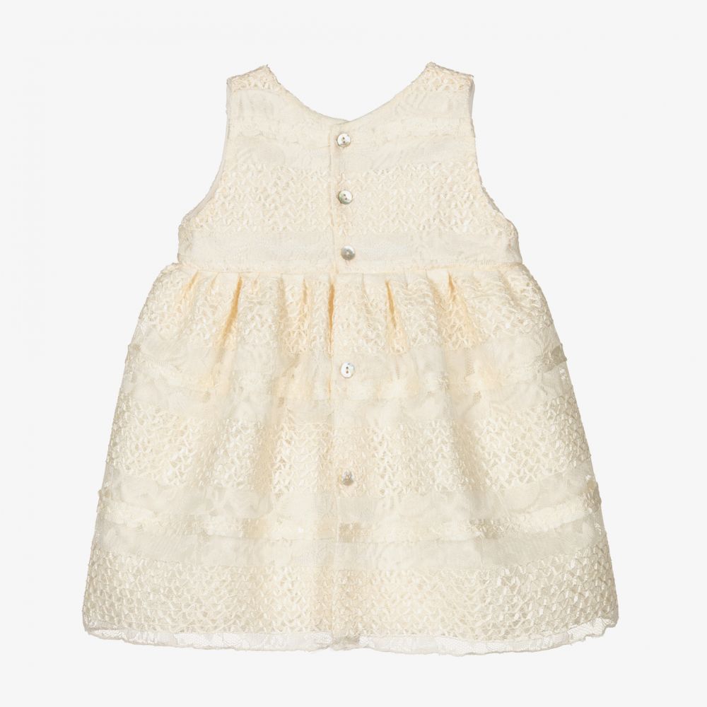 Mebi-Baby Girls Ivory Lace Dress | Childrensalon Outlet