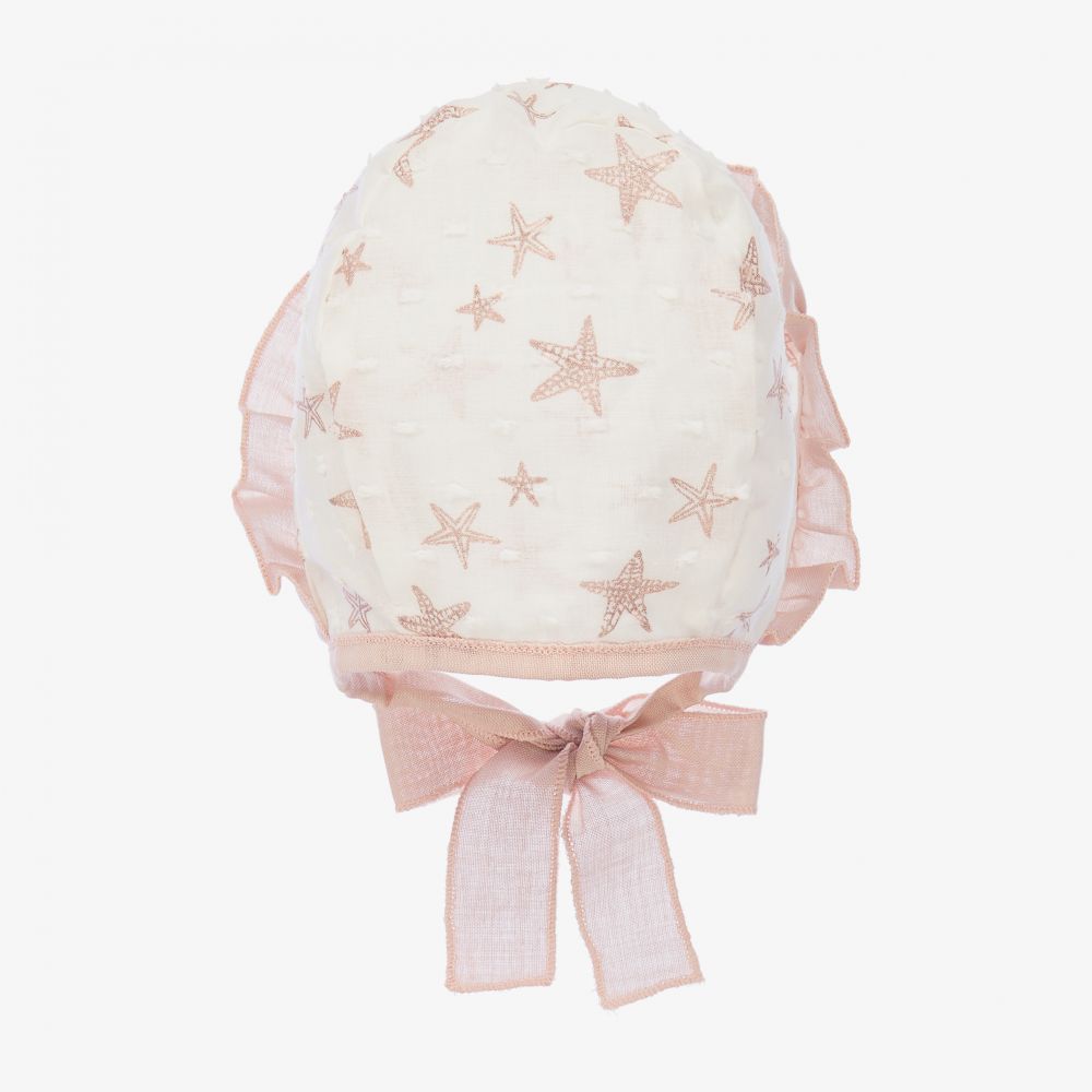 Mebi-Baby Girls Ivory & Pink Bonnet | Childrensalon Outlet