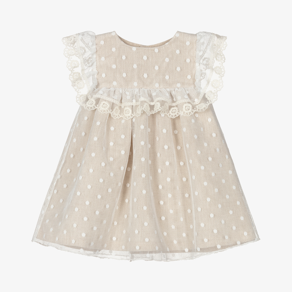 Mebi - Baby Girls Linen & Tulle Dress | Childrensalon